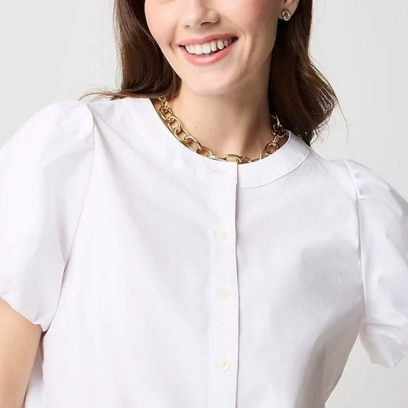 NWT J. Crew factory Puff-sleeve tie-waist top in white size Small - Picture 4 of 8